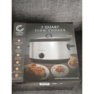 Complete Cuisine 7 Quart Slow Cooker Stainless Steel & Ceramic. Serves 7 People